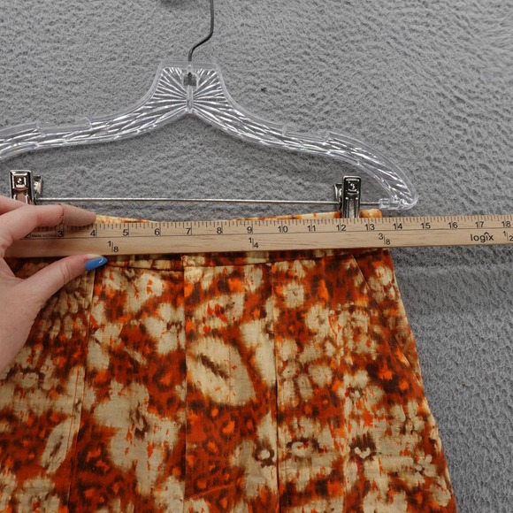 Zara Tie Dye Wide Leg Pants S Orange Beige Womens Linen Cotton Boho‎ Floral - Picture 6 of 12